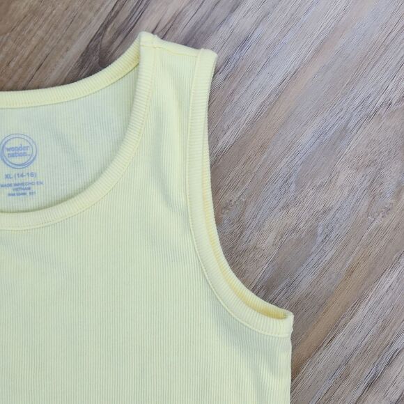 💜Wonder Nation Yellow Ribbed Sleeveless Top Girl's XLarge - Picture 4 of 8